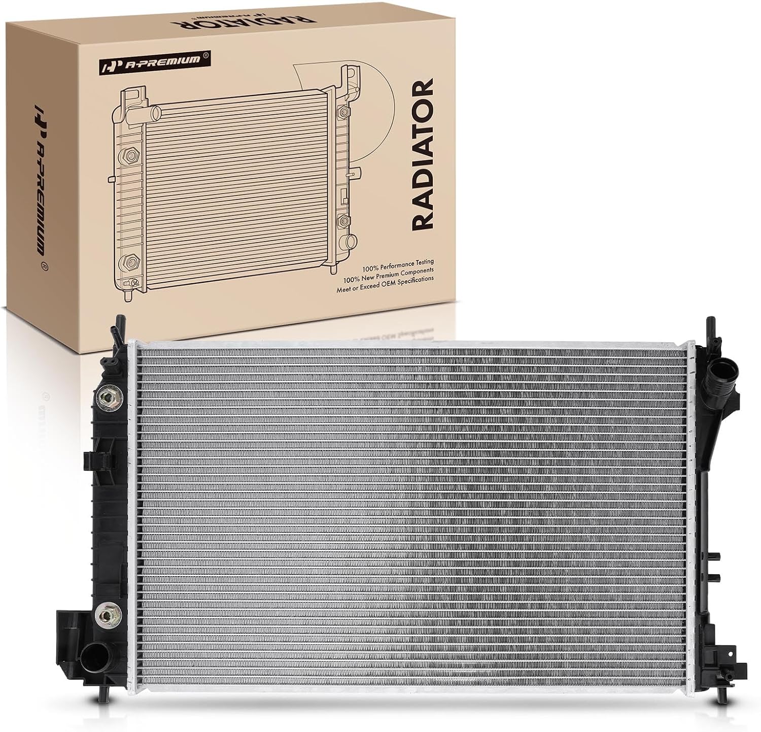 A-Premium Engine Coolant Radiator Assembly with Transmission Oil Cooler Compatible with Saab 9-3 2003-2011, 9-3X 2010-2011, 9-5 2011, 2.0L, Automatic Transmission, Replace# 24418341