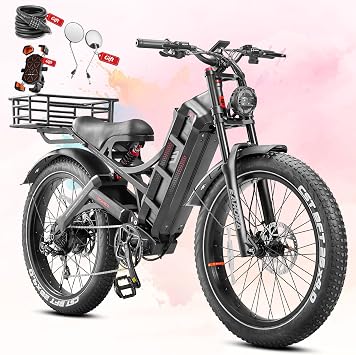 eAhora 2025 Romeo Pro 3 6000W 52Mph Electric Bike for Adults, 60V/80AH 300+Miles Long Range Dual Motors Ebike, 26 * 4.0" Fat Tire Full Suspension Electric Mountain Bike with Dual Hydraulic Disc Brakes
