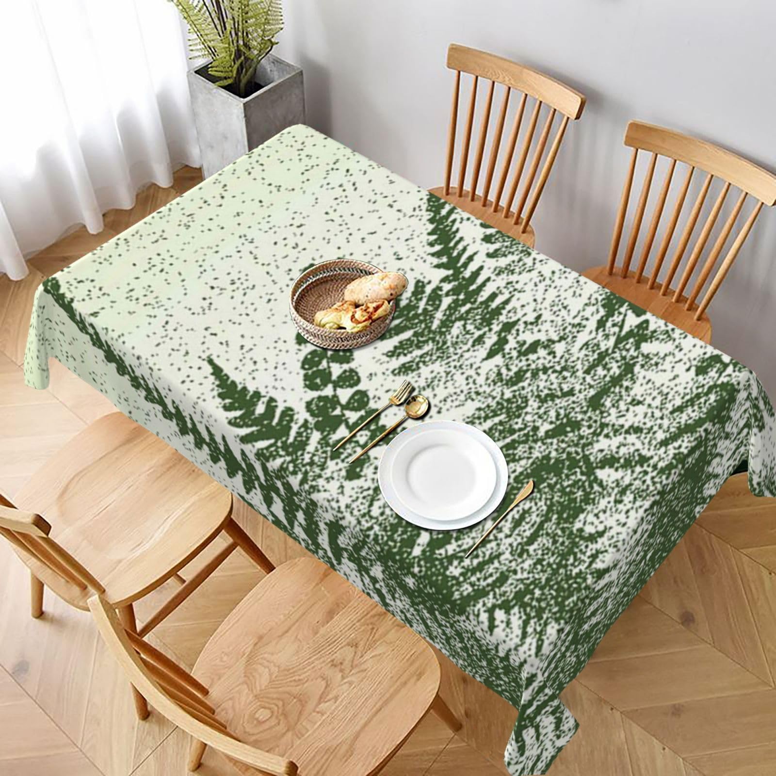 BNVSADC natural plant silhouette fern leaf Printed Rectangle Tablecloth 228x152 CM, Water Resistant Polyester Table Cloth Decorative Fabric Table Covers for Kitchen Dining Table Parties Camping