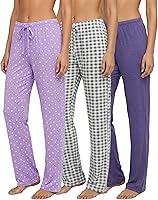 Real Essentials Women's Ultra-Soft 3 Pack Pajama Lounge Pants - Comfy Sleepwear Plus Size XS-3X
