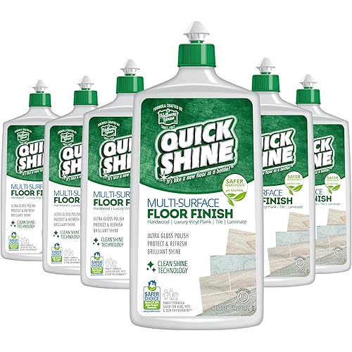 Quick Shine Multi Surface Floor Finish 27oz, 6Pk | Cleaner & Polish to use on Hardwood, Laminate, Luxury Vinyl Plank LVT, Tile & Stone | Safer Choice w/Clean Shine Technology | Shine-Protect-Refresh