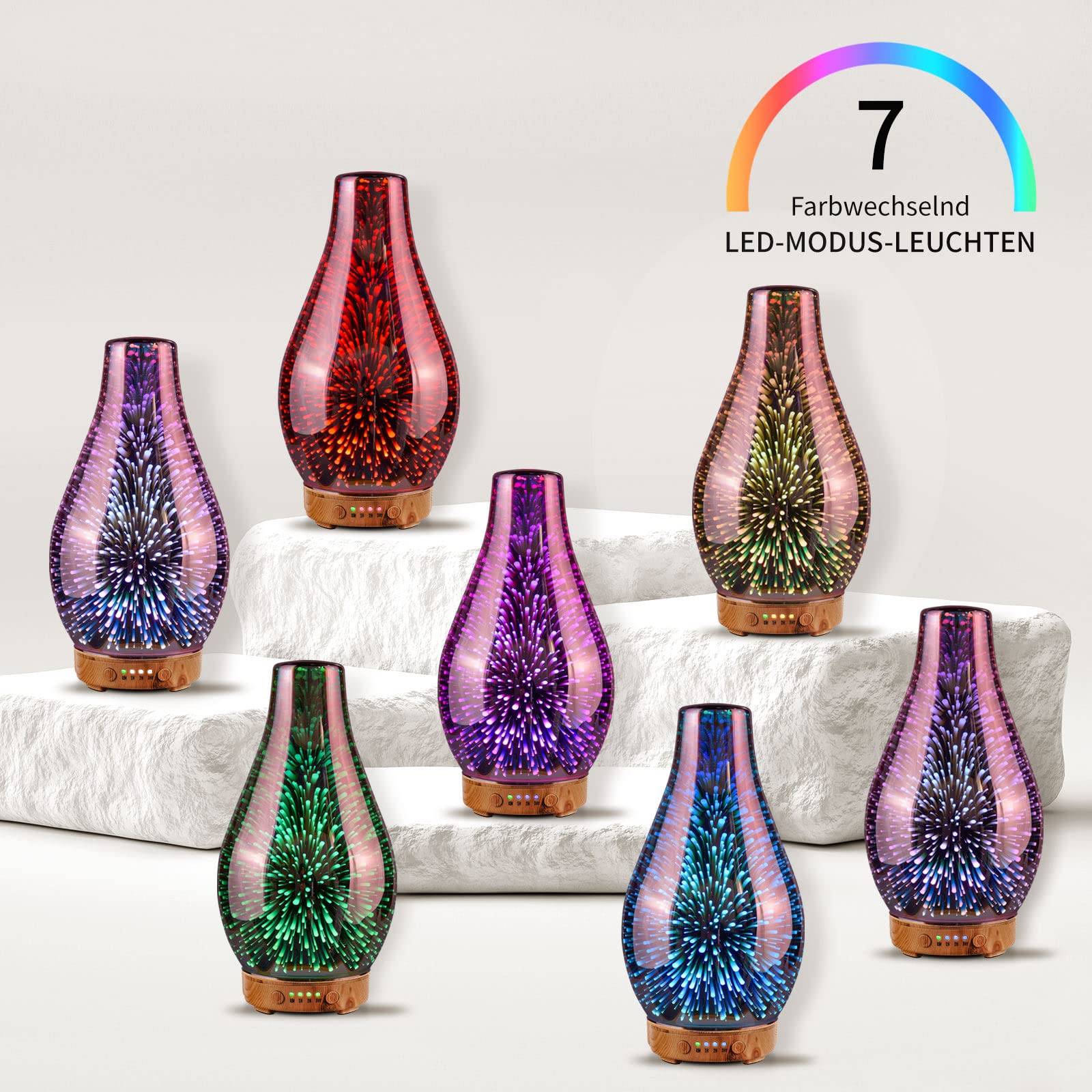 Aromadiffuser 100 ml voor etherische oliën - Aromatherapie luchtbevochtiger met LED