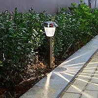 Vista 5 de Luces solares para caminos al aire libre, color negro mate, luces LED pintadas de acero inoxidable para jardín, paisaje, camino, patio, entrada