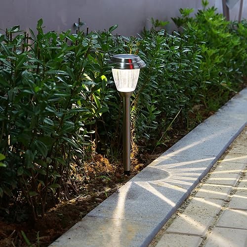 Miniatura 5 de Luces solares para caminos al aire libre, color negro mate, luces LED pintadas de acero inoxidable para jardín, paisaje, camino, patio, entrada
