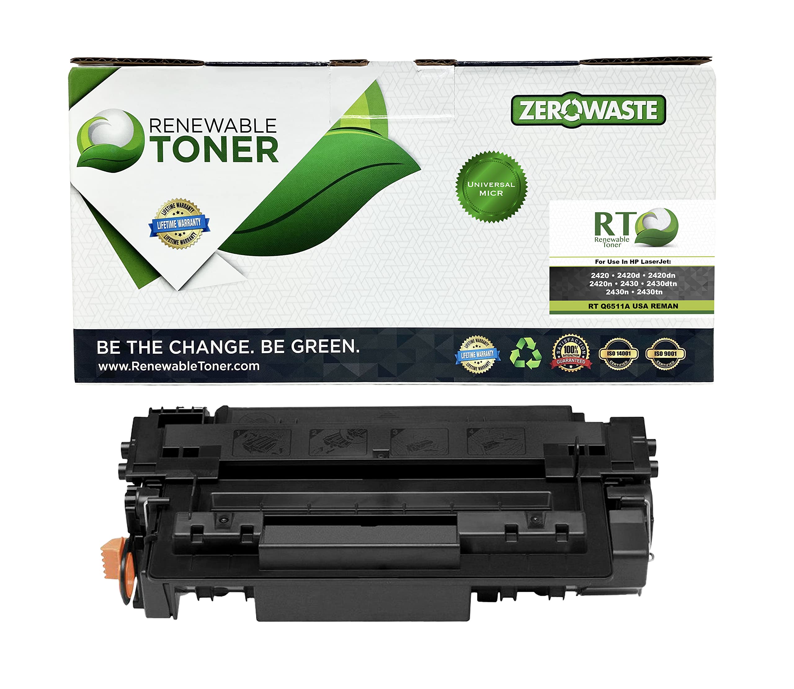 Renewable Toner Compatible Universal MICR Toner Cartridge Replacement for HP 11A Q6511A Laser Printer 2420 2430 42420