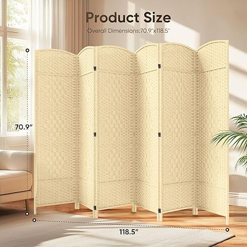 Miniatura 2 de JOSTYLE Pantallas de privacidad plegables extra anchas de 6 pies de alto con doble tejido de diamante y divisores de habitación independientes