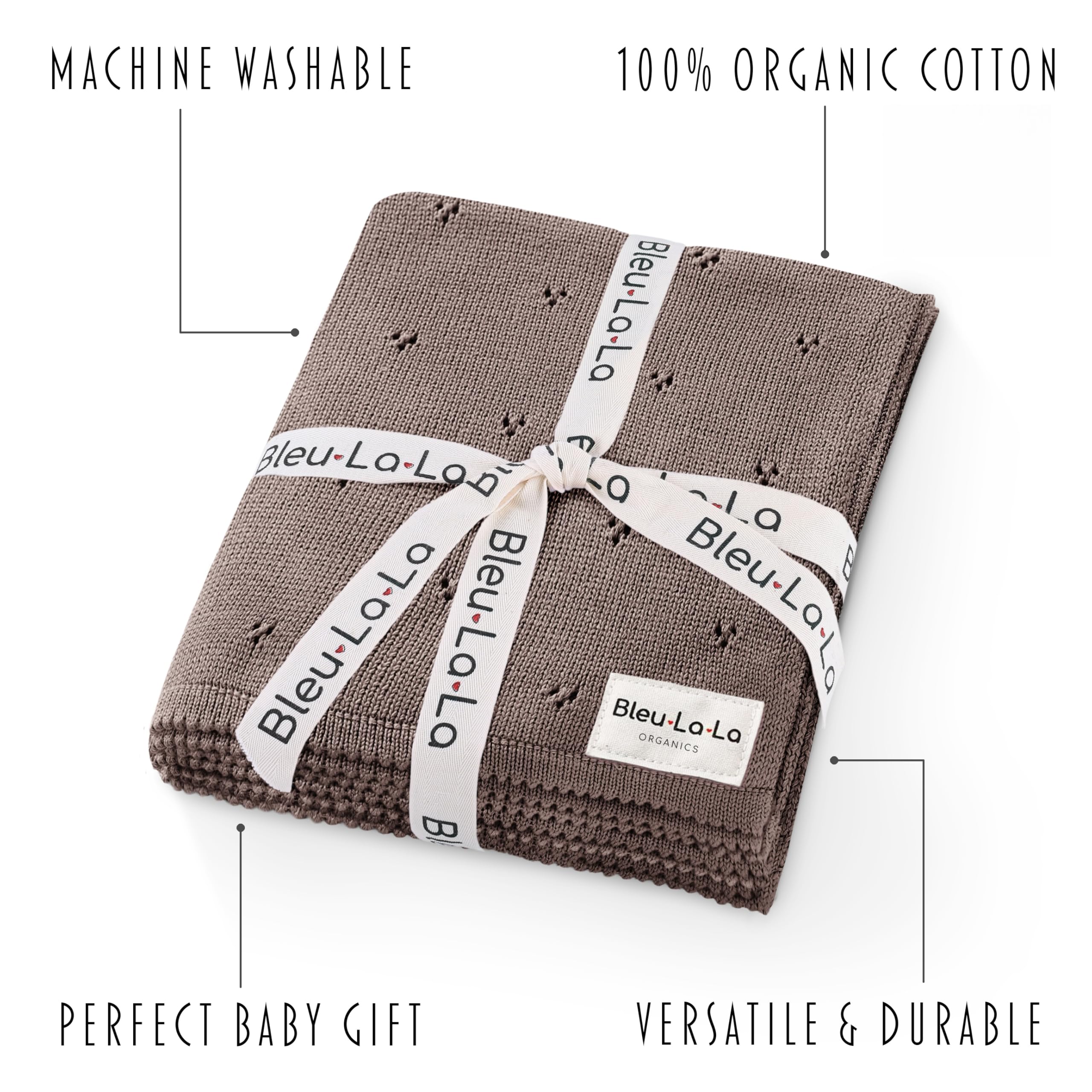 Manta Pointelle para Bebés para Niños y Niñas, 100% de Lujo de Algodón Suave para Envolver en la Cuna o Cochecito, Manta de Regalo para Recién Nacidos, Bebés y Niños Pequeños (Moca)