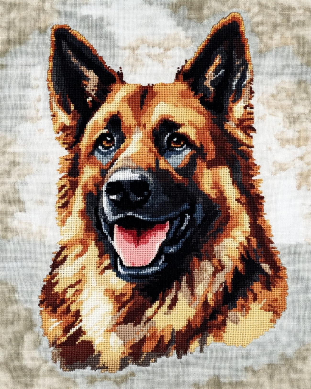 Rkflgew D 14Ct Counte Cross Stitch Kits German Shepher Animal Cross Stitch Set Pet Og Embroidery Kit For Beginners Adult Iy Cross Stitches Needlepoint Kits 30X40cm