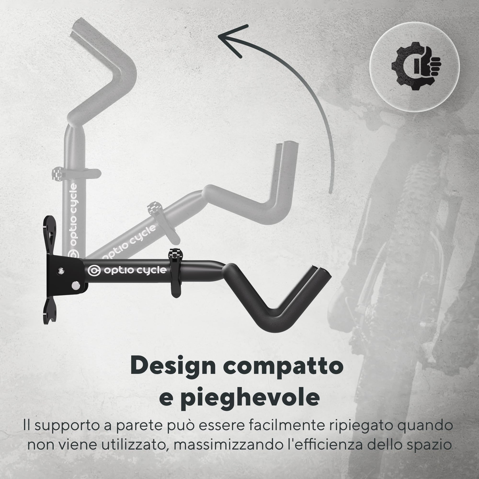Porta Bici da Muro Orizzontale Pieghevole – Appendi Bici da Muro per E-Bike, MTB, Gravel e Corsa Fino a 25 kg | Portabici per Garage, Cantina, Casa con Protezione Telaio