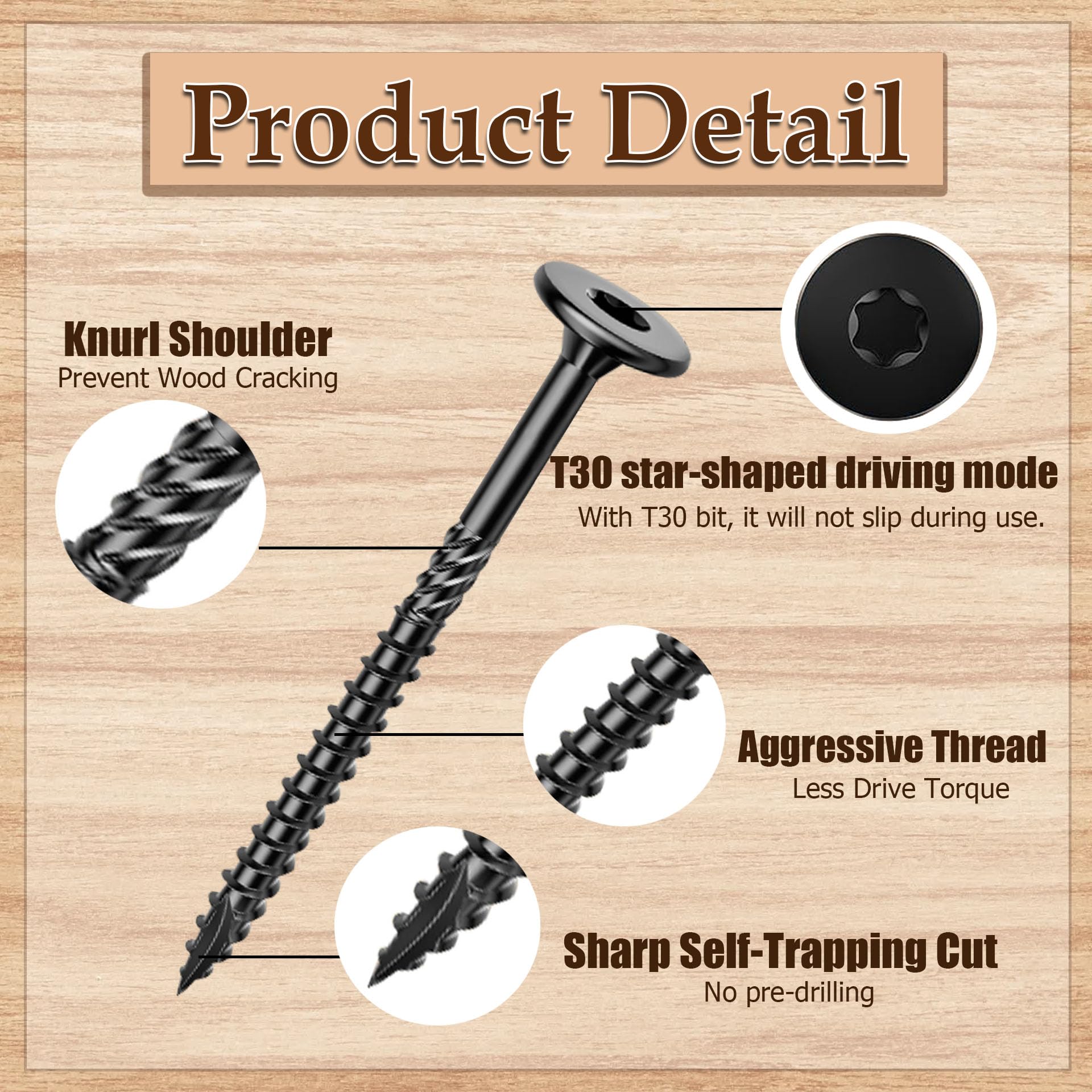 Black Lag Screws - 25 Pack, 4 Inch, Rust Resistant -2