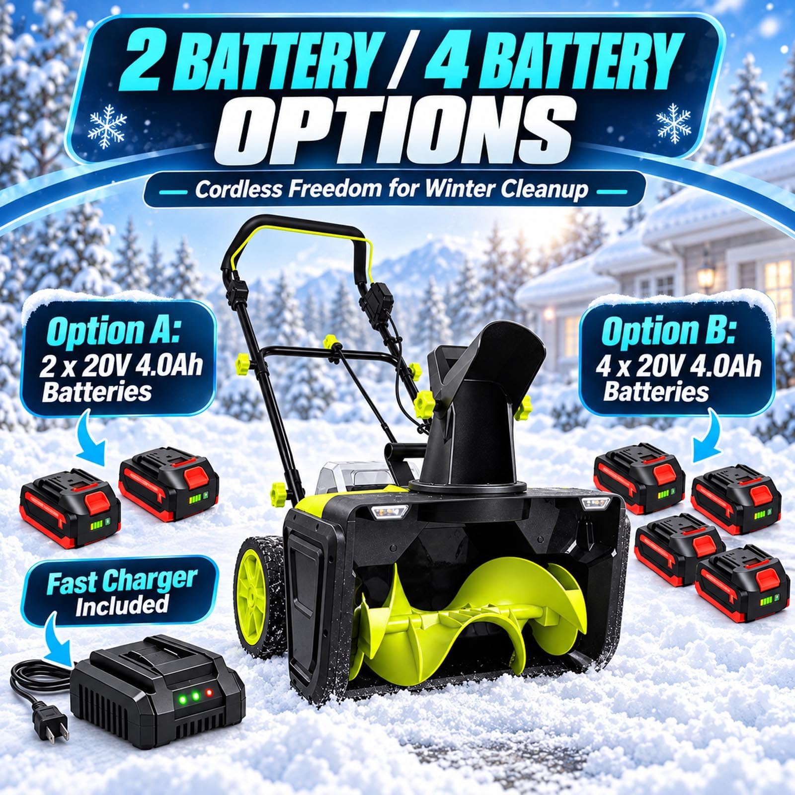 Fraise à Neige sur Batterie 40V, 50 cm pour Allées et Trottoirs 2Batteries