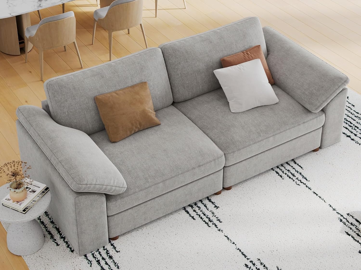  Modern Loveseat Sofa for Living Room,Comfty 2 Seat Solid Wood Frame Sofa, Modern Deep Seat Couch,Removable Cover thumbnail