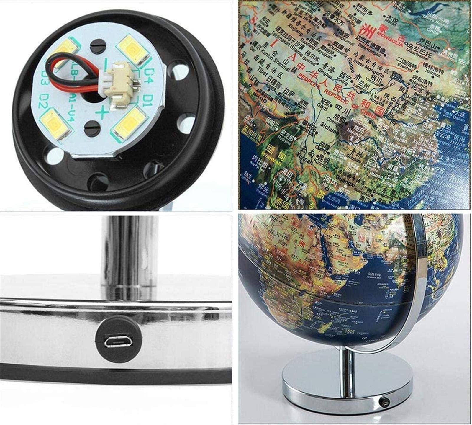 Globe Scolaire 15 Cm Doré Sur Pied En Métal - Globe Terrestre Éducatif Et Décoratif Pour Bureau Et Maison