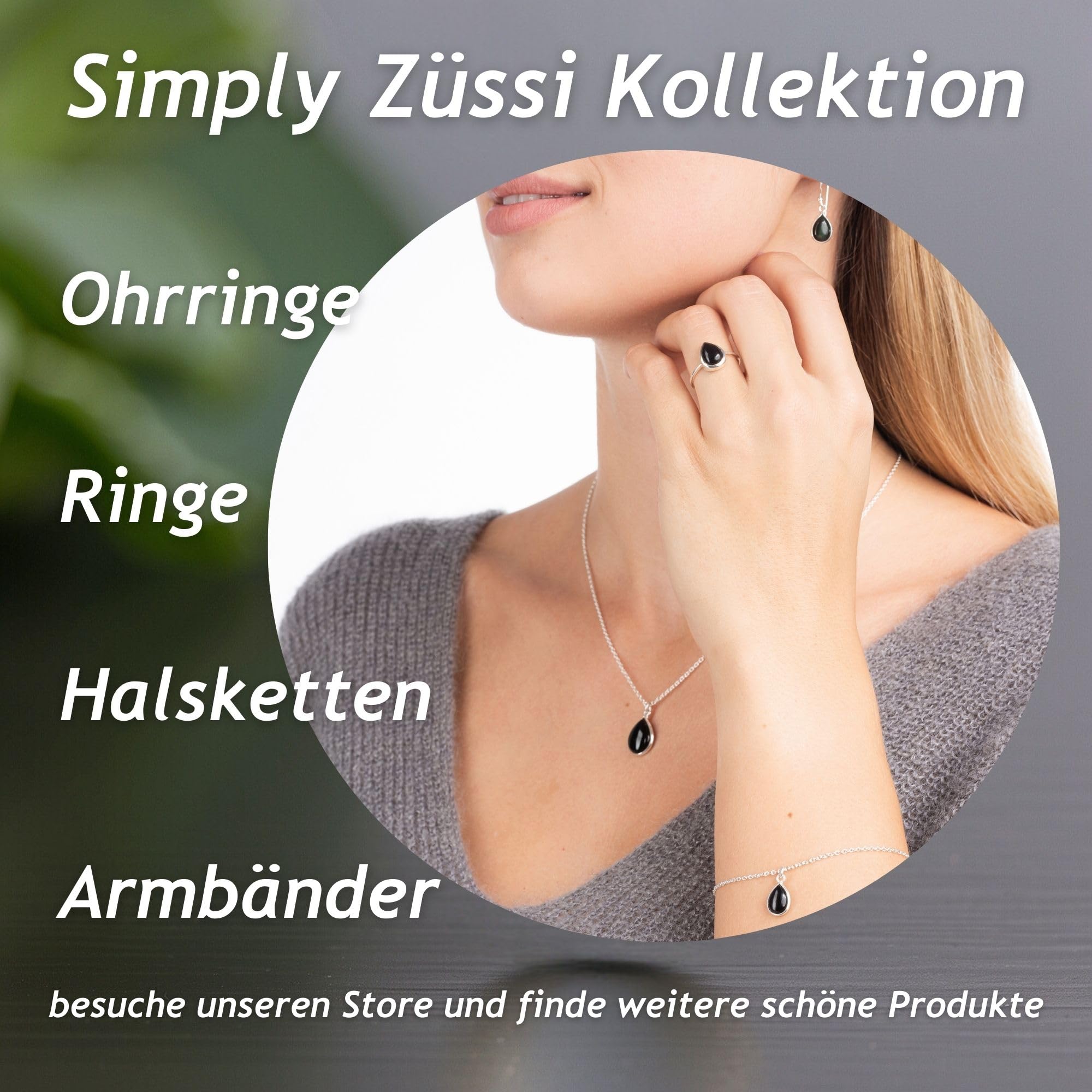 Obsidian Ohrringe Damen aus reinem 925 Sterling Silber - Echter Obsidian Edelstein Schmuck - Ohrringe hängend in Tropfenform