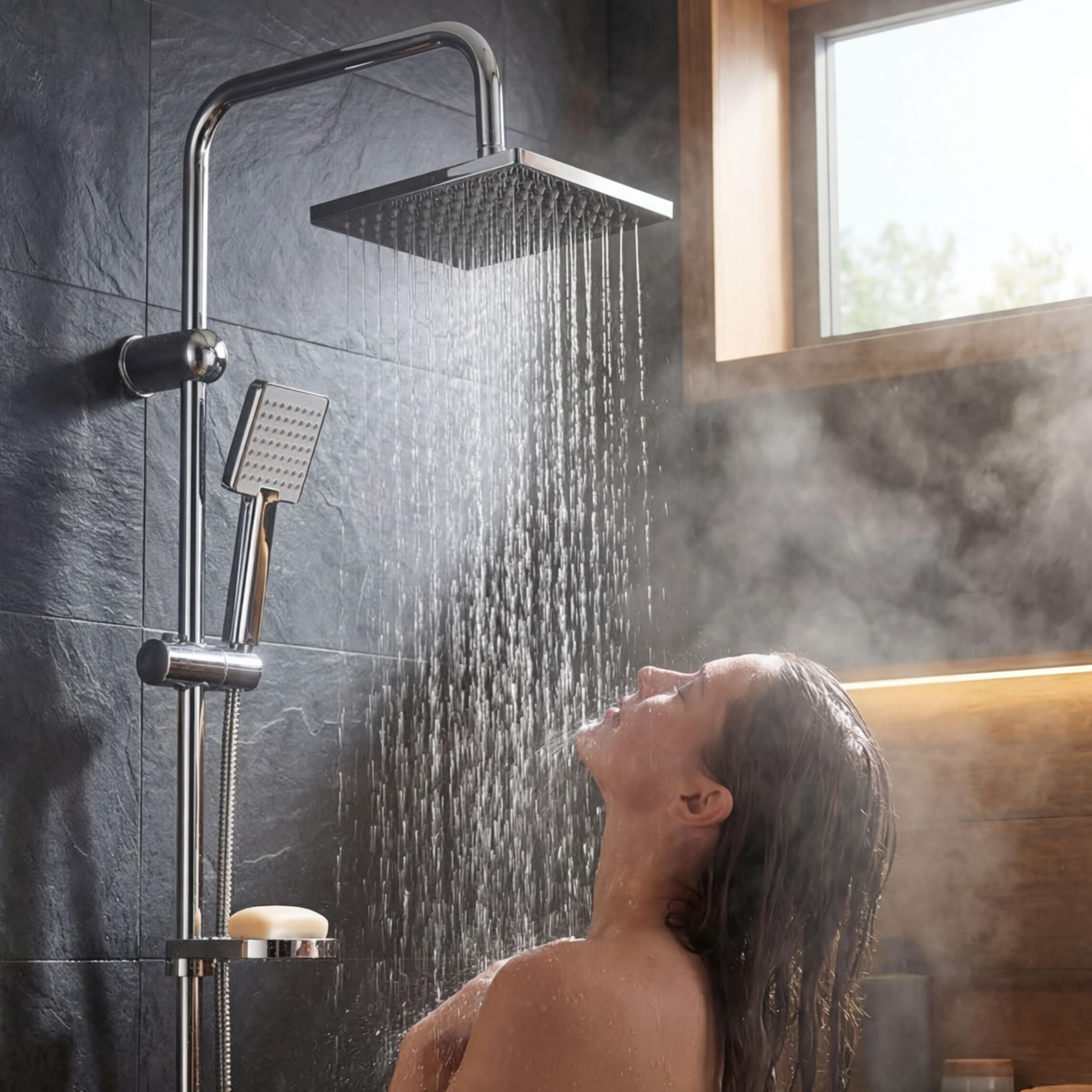 Vonia Rain Shower Head Z Ręczną Słuchawką – Zestaw Akcesoriów Łazienkowych Ze Stali Nierdzewnej 25,4 Cm | Obrót O 360° | System Wodospadowy Zapobiegający Osadzaniu Się Kamienia