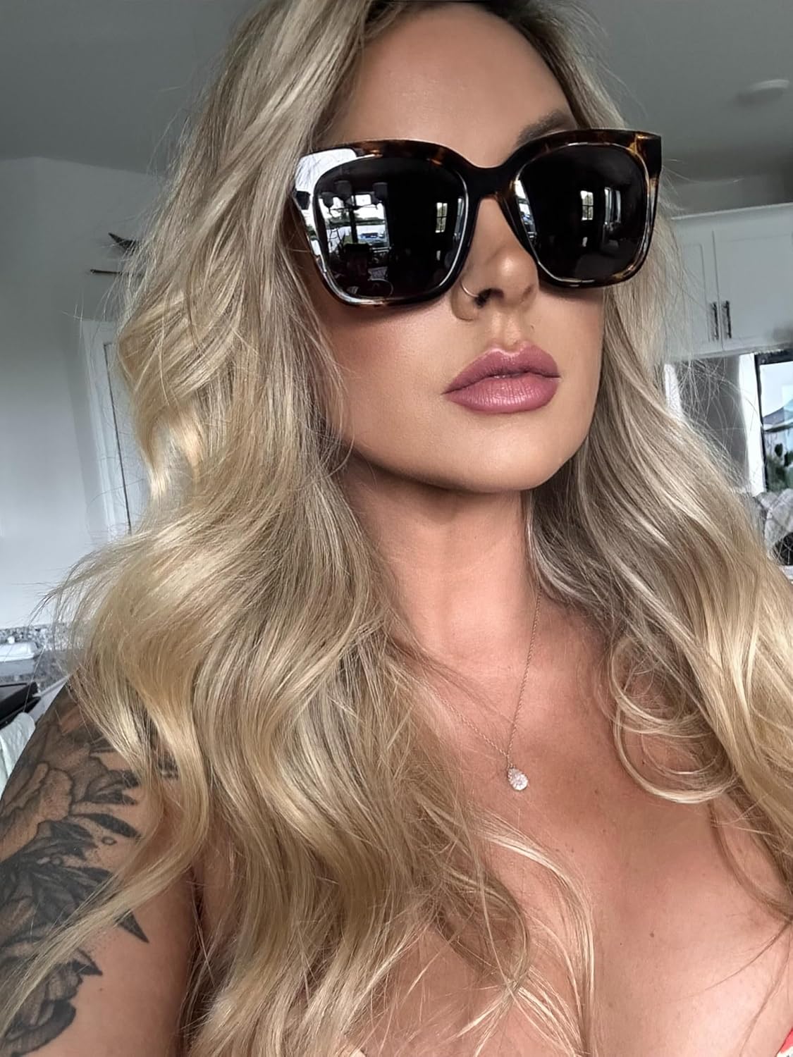 DIFF Bella Oversized Square Sunglasses for Women | Designer Tortoise Frames | 100% UV Protection