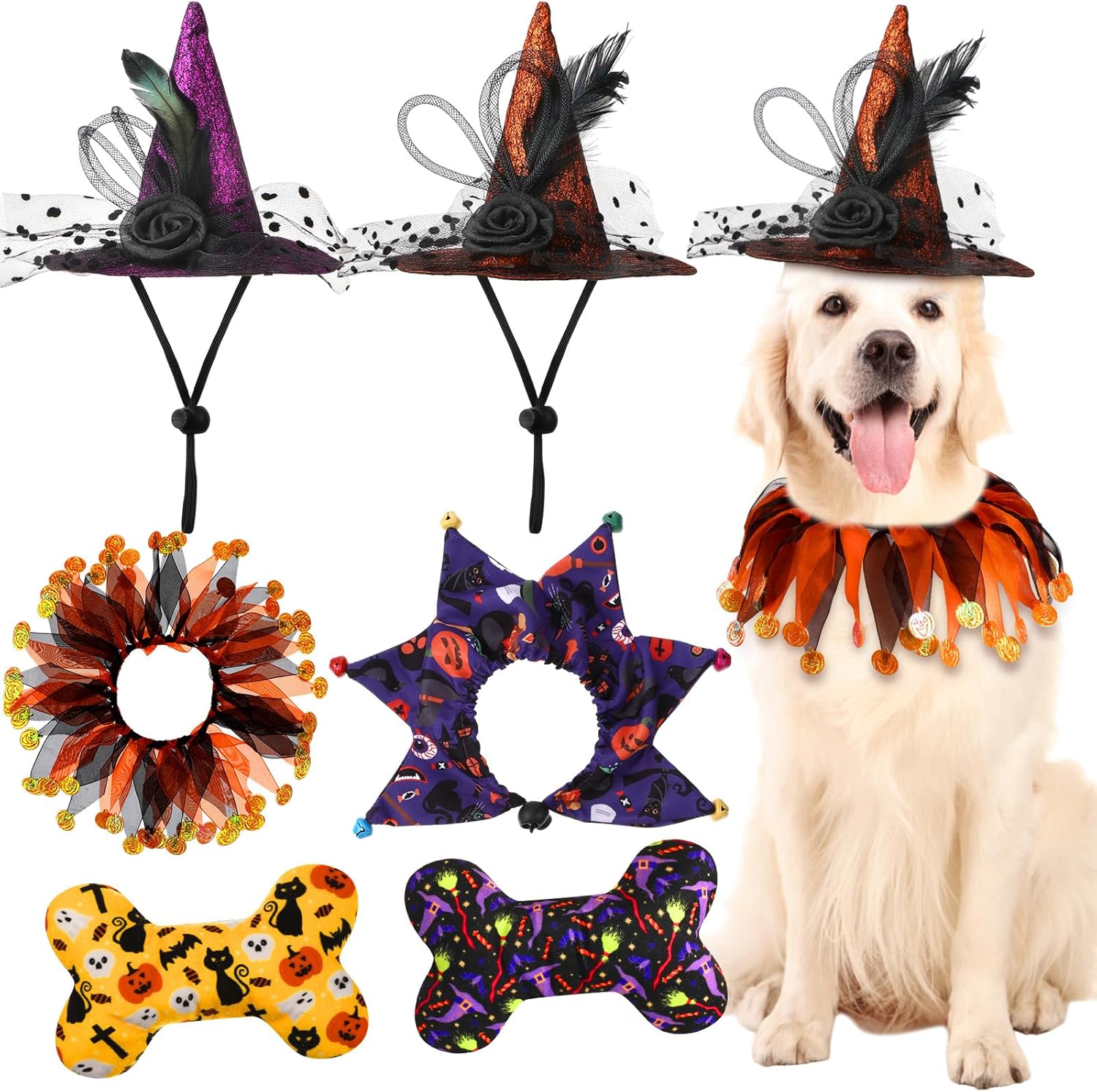 6 Disfraces Halloween para Mascotas Perro Gato Bruja Mago