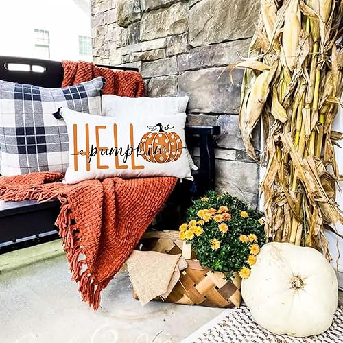 Miniatura 6 de Fundas de almohada de otoño de 12 x 20 pulgadas, fundas de almohada de lino con diseño de calabaza para dormitorio, sofá, exterior, cojín de granja,