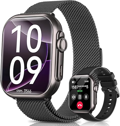 Smart Watch for Men Women - Answer/Make Call/30 Days Battery/2 Bands, 1.85" HD for Android iPhone Samsung Compatible IP68 Smartwatch Blood Oxygen