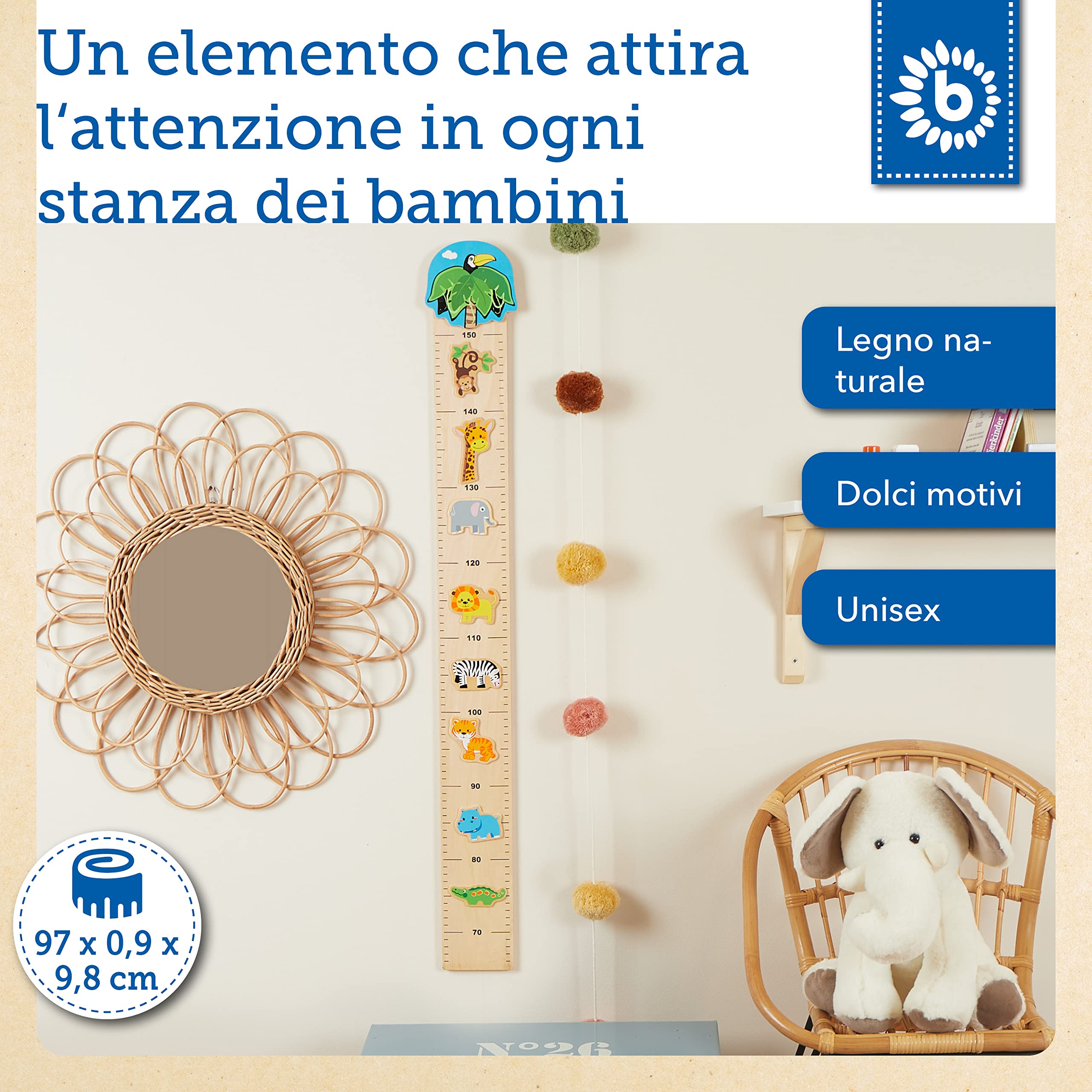 Bieco metro da parete per bambini legno