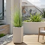 KOL 3ft 2-Pack Herbe artificielle à queue de chat, 35in Artificial intérieur extérieur faux oignon plante à gazon, Maison Bureau plantes artificielles décoratives en pot faux herbe verdâtre, cadeau de chauffage ménager, vert