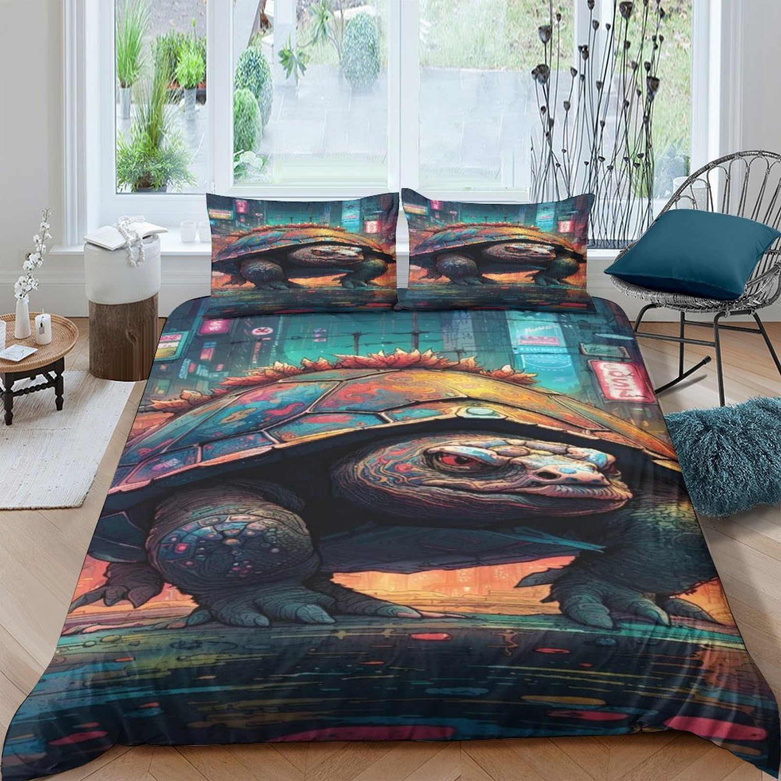 Juego de ropa de cama de tortuga con funda nórdica 200x200 microfibra y cremallera