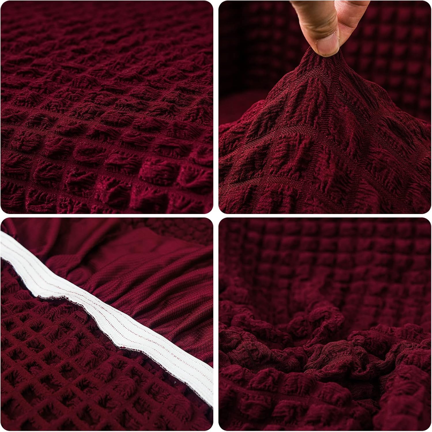 JIAN YA NA 1 Piece Sofa Cover with Skirt New Universal Couch Cover with Skirt Anti-Slip Stretch Individual Dog Couch Cushion Covers Great for Living Room (Wine Red,3 Seat)