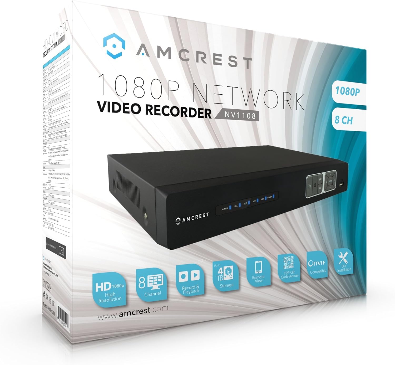 Amcrest NV1108 1080p NVR (4CH 1080p/8CH 720p) Network Video Recorder (Black)