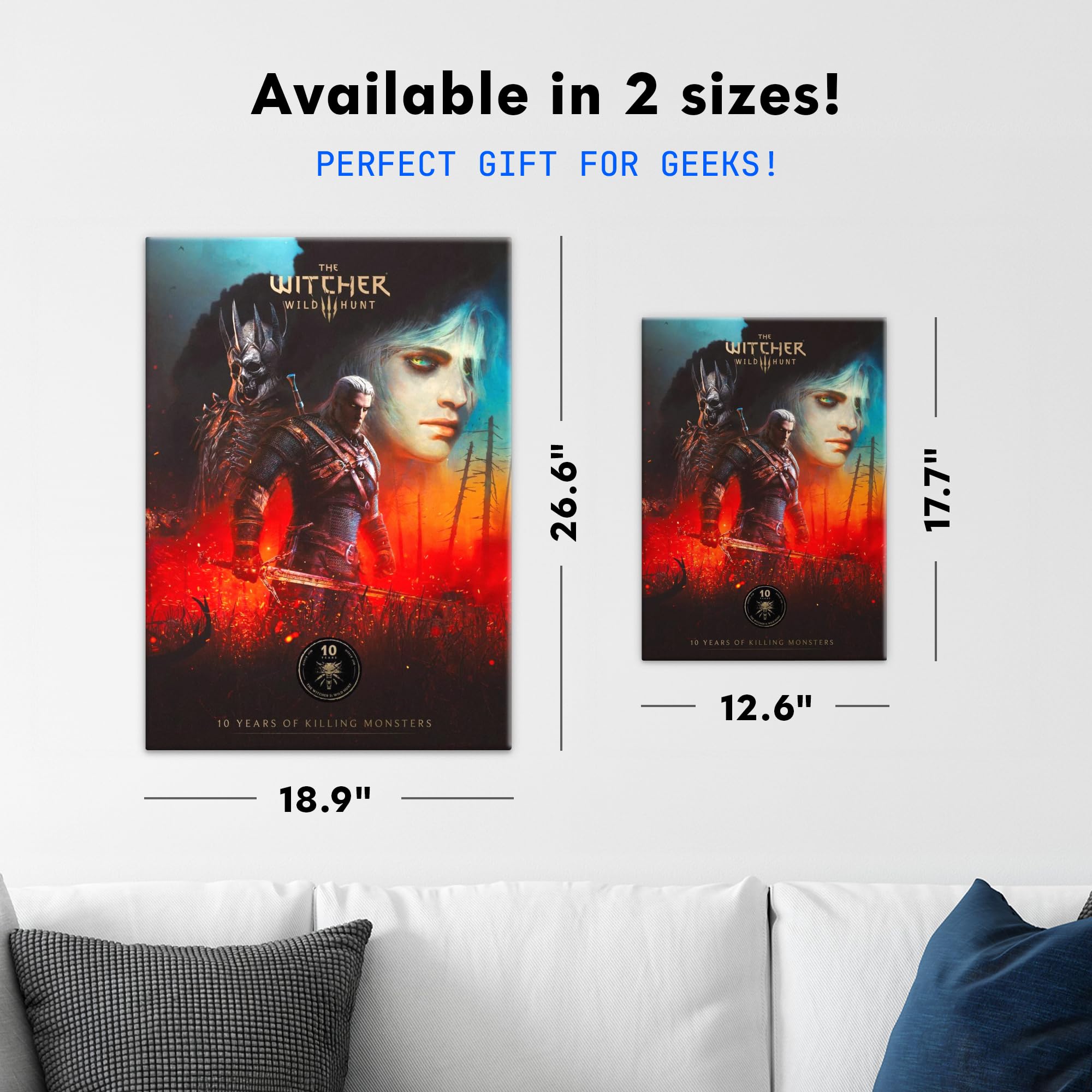 Displate Metallposter The Witcher 3 - Wild Hunt Characters 10th Anniversary Plakat - Spielzimmer Zimmer Deko - Wandbilder Bilder Schlafzimmer - Geschenk - Wanddeko Metall Poster 48 cm x 67.5 cm