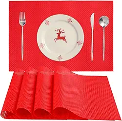Zupro Jogo americano conjunto de 4 para mesa de jantar de cozinha, tapetes de mesa trançados laváveis resistentes ao calor, tapetes de vinil de PVC tecido antiderrapante para uso diário ou jantares de