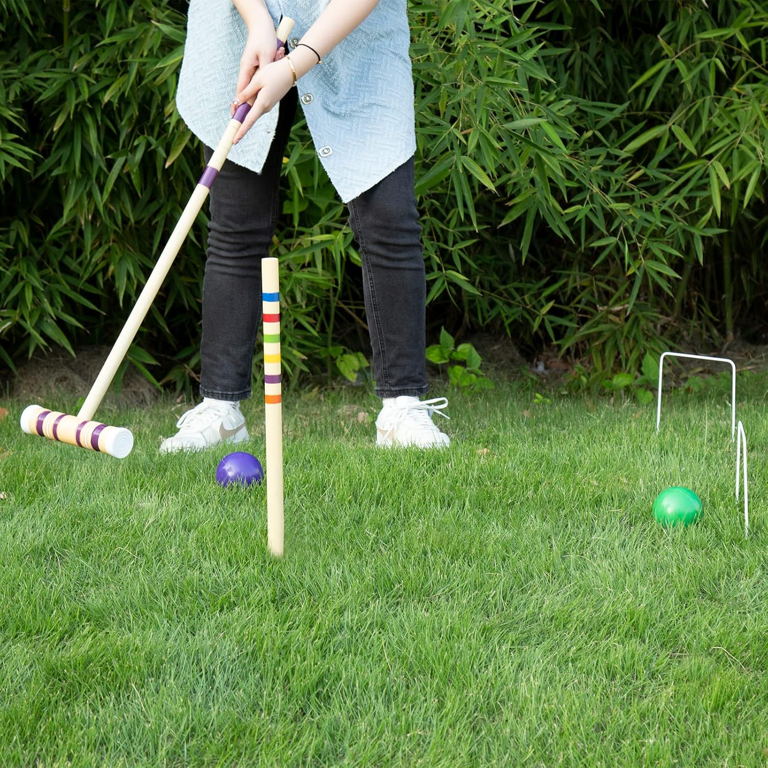 Kinsuite Juego de croquet para seis jugadores para niños juego de