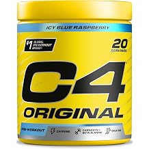 C4 Original Beta Alanine Sports Nutrition Bulk Pre Workout Powder for Men & Women | Best Pre-Workout Energy Drink Supplements | Creatine Monohydrate | ICY Blue Raspberry | 20 Servings