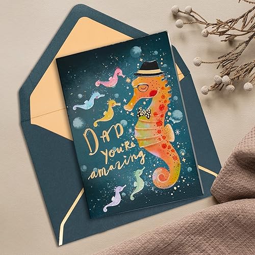 Miniatura 3 de Prims & Flourish Tarjetas del día del padre, paquete de 2 tarjetas para el día del padre de 4 x 6 pulgadas para papá con sobres, caballito de mar,