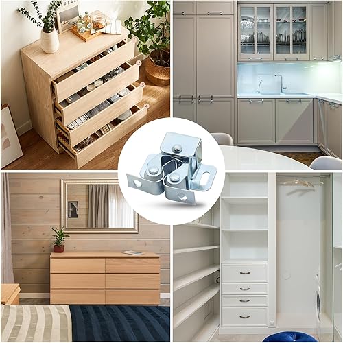 Miniatura 6 de Unlorspy 20 pestillos de doble rodillo en forma de U con tornillos para puerta de armario y armario (zinc blanco)