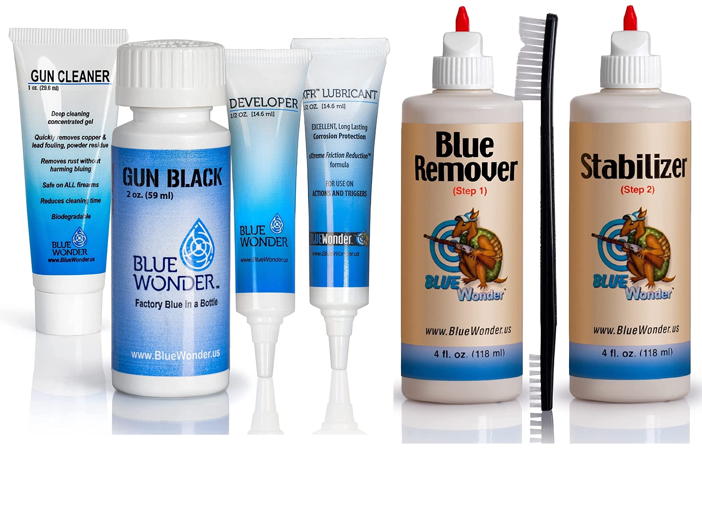 Gun Black - 2 Oz Firearm Refinishing Kit Plus 2 Part Blue Removal System with Brush