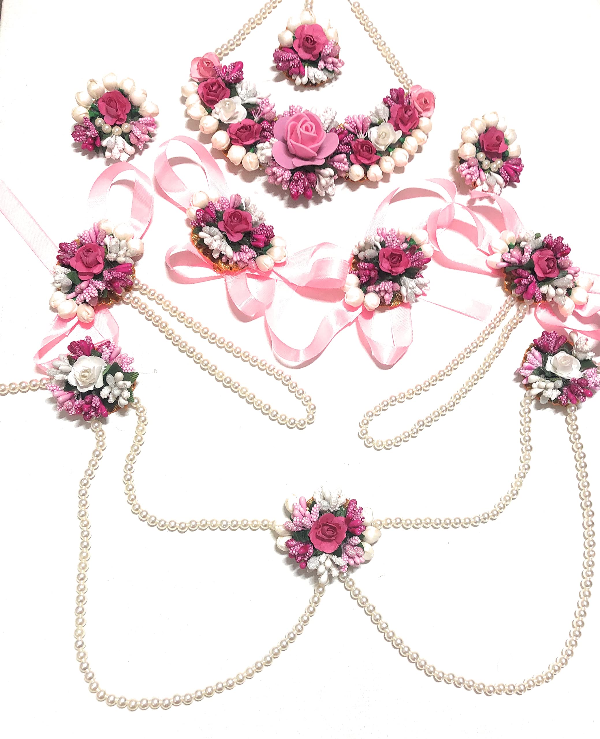 PJ Designs Pink rose mogra flower jewellery for baby shower,haldi, mehendi, sangeet for women and girls (B0B676KTMS) Amazon Price History, Amazon Price Tracker