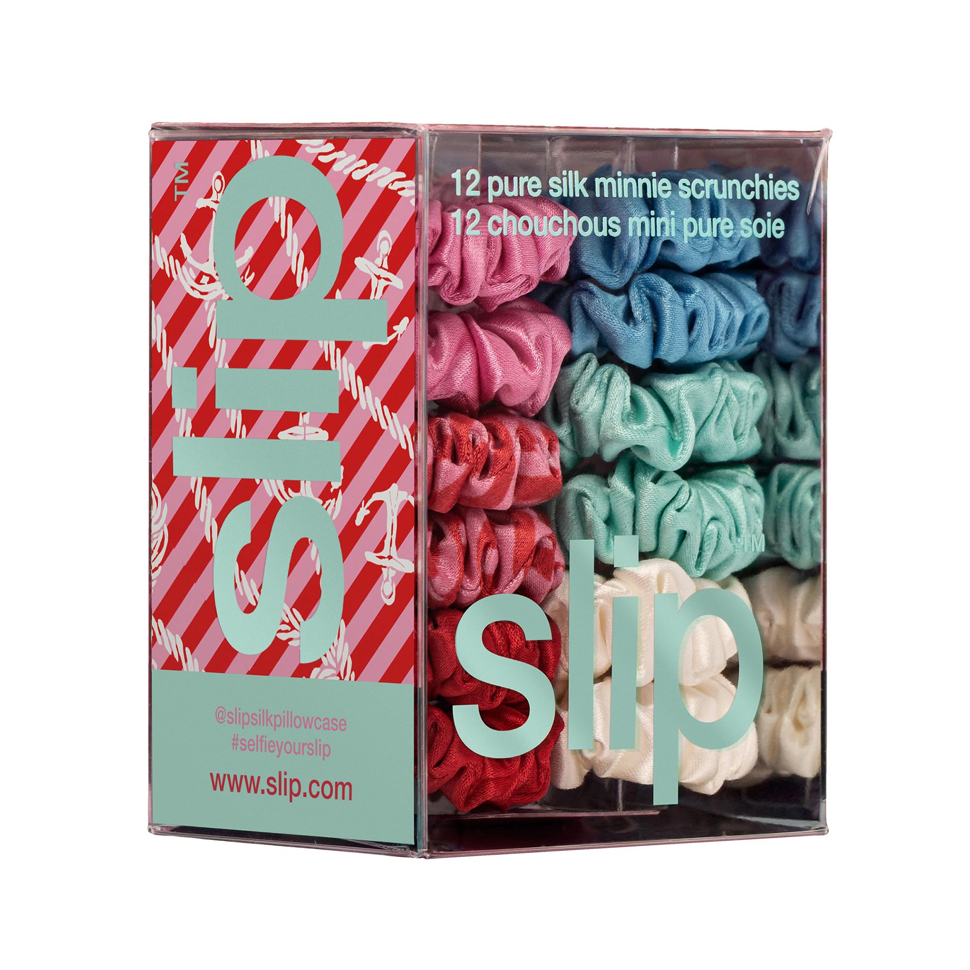 slip Sundown Minnie Scrunchies | Set mit 12 Minnie-Haargummis aus reiner Seide, 100% Maulbeerseide, ultraweich, knitterfrei, sanft zum Haar, reduziert Haarbruch, stilvoll und langlebig, ideal für alle