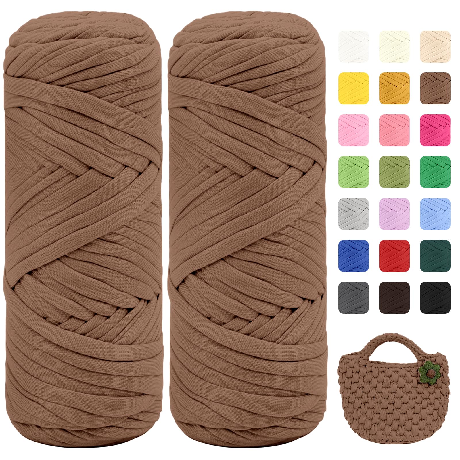 Maxee 400g T-Shirt Garn – 2 er Pack (je 200g/75m), Weiches Beilaufgarn zum Häkeln & Stricken – Farbintensiv & pflegeleicht, Ideal für Häkeltaschen/Körbe/Teppiche DIY Projekte, Handarbeiten und Deko