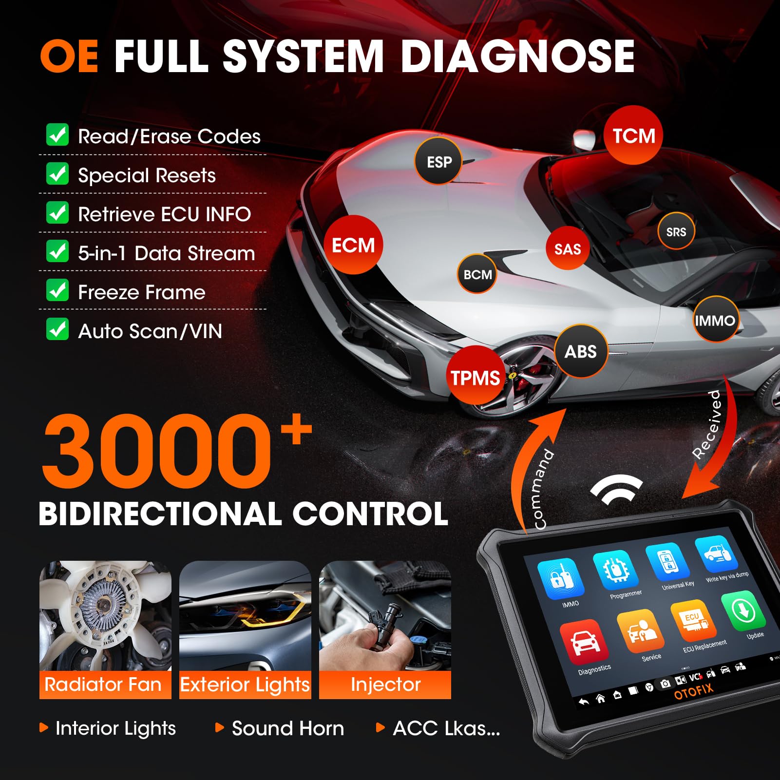 OTOFIX IM1 IMMO Programmateur clé Voiture [avec XP1], Tous Les Diagnostic Voiture du Système, Valise Diagnostic Auto avec Test Actif, 40+ Fonctions de Service, DoIP et CANFD, mises à Jour de 2 Ans