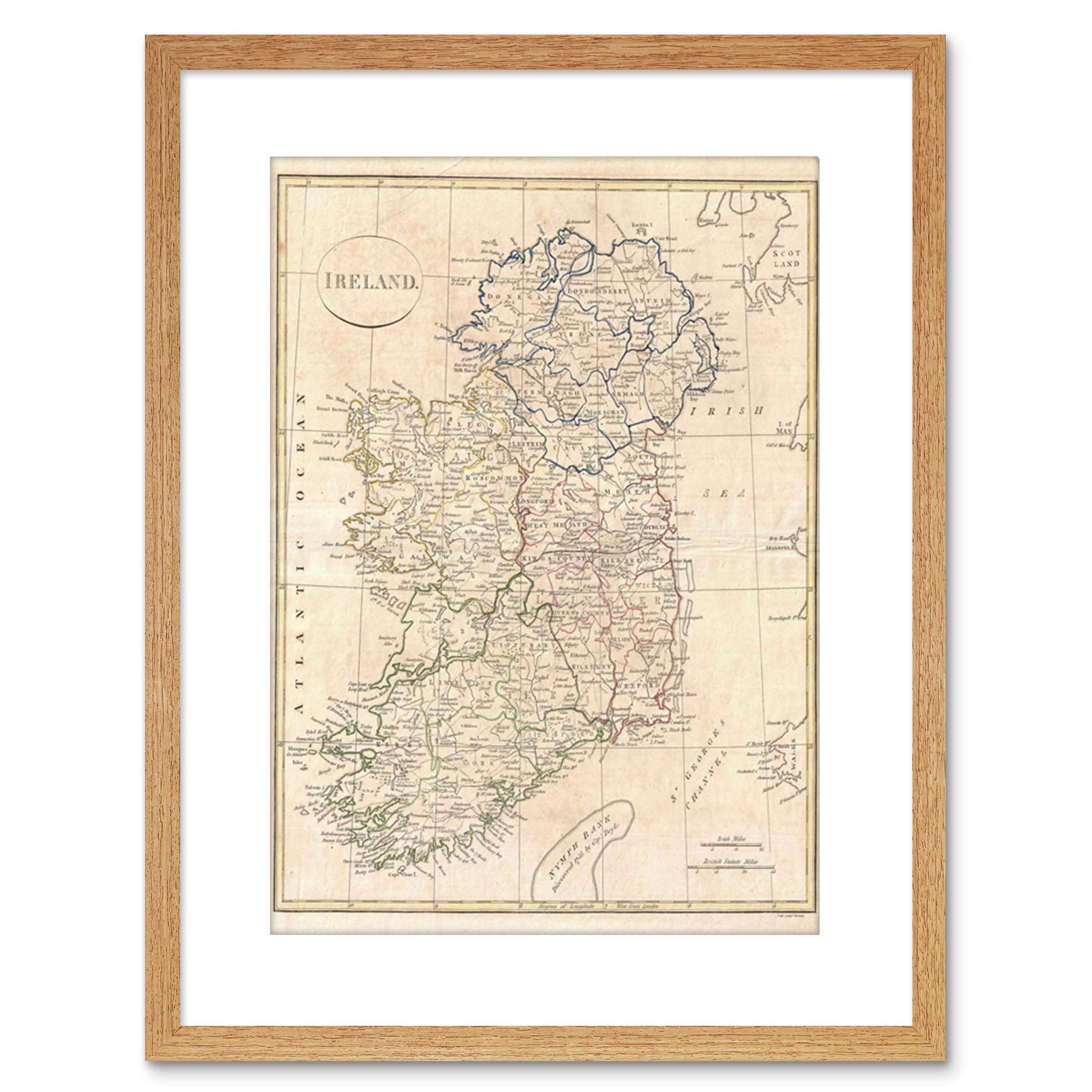 Wee Blue Coo 1799 Clement Cruttwell Map Ireland Framed Wall Art Print
