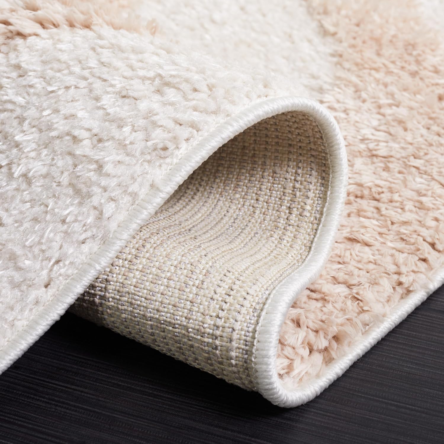 SAFAVIEH Norway Shag Collection Accent Rug - 4' x 6', Beige & Ivory, Wave Design, Non-Shedding & Easy Care, 1.2-inch Thick Ideal for High Traffic Areas in Entryway, Living Room, Bedroom (NOR210B)