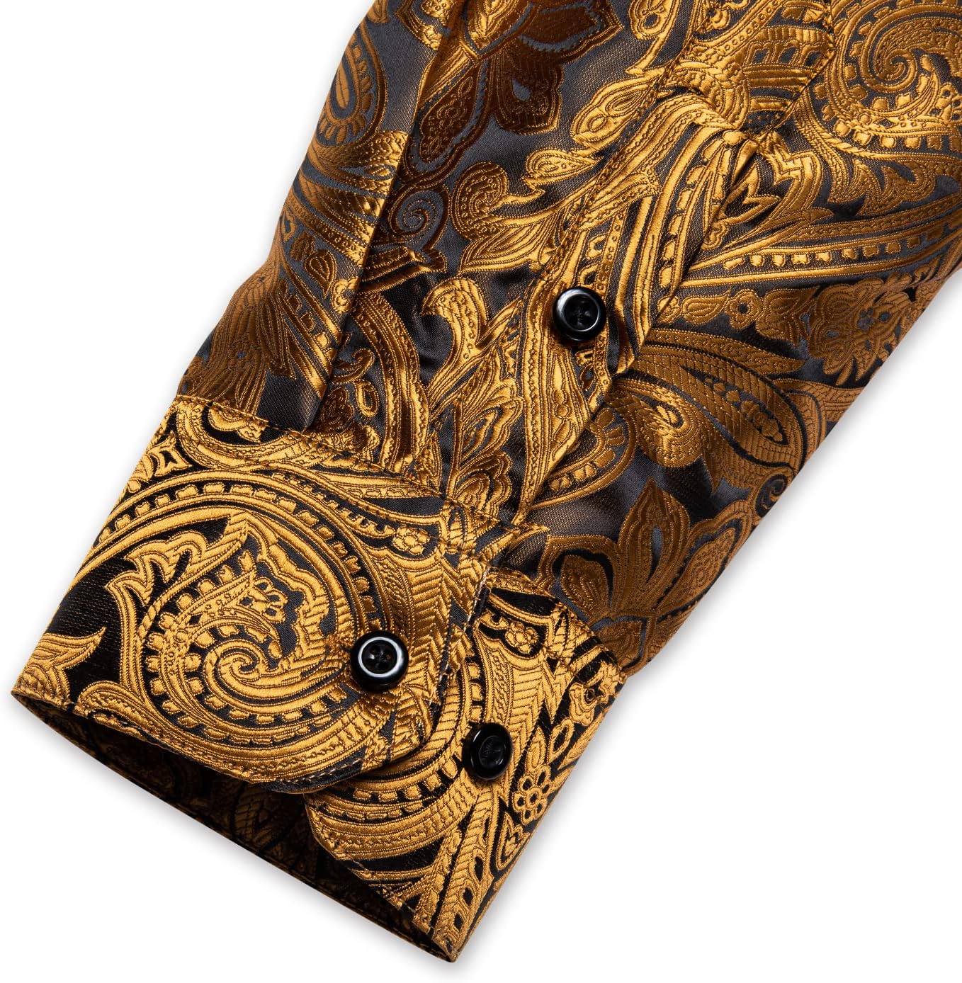 DiBanGu Men's Silk Paisley Dress Shirt Formal Long Sleeve Button-Down Casual Shirts for Wedding Party - Image 5