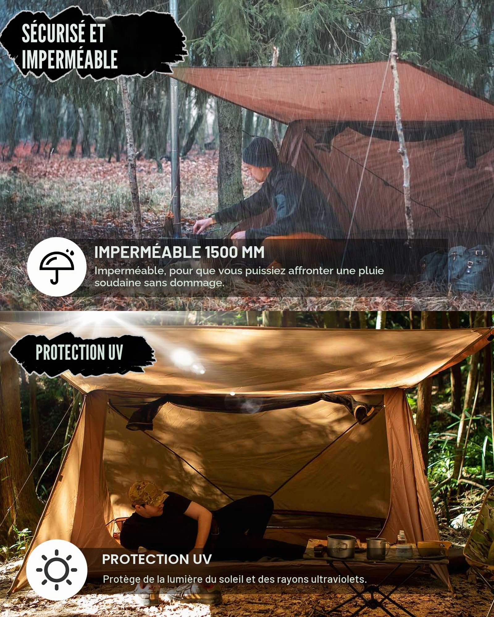 OneTigris Shelter Tente légère 4 Saisons avec Tapis d'urgence, pour Camping, randonnée Version 2.0