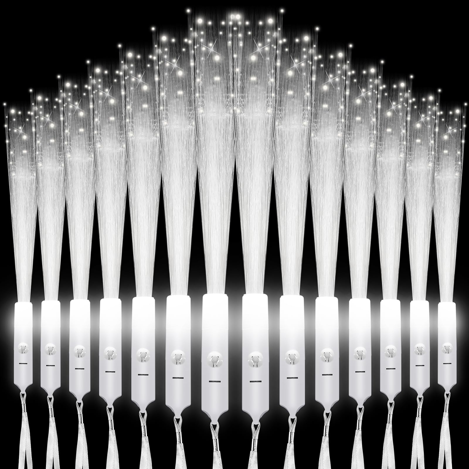 Junkin 200 varitas de fibra óptica blancas para bodas, varitas LED brillantes a granel con modo de luz constante para recepción, boda, día de San Valentín, fiesta de cumpleaños