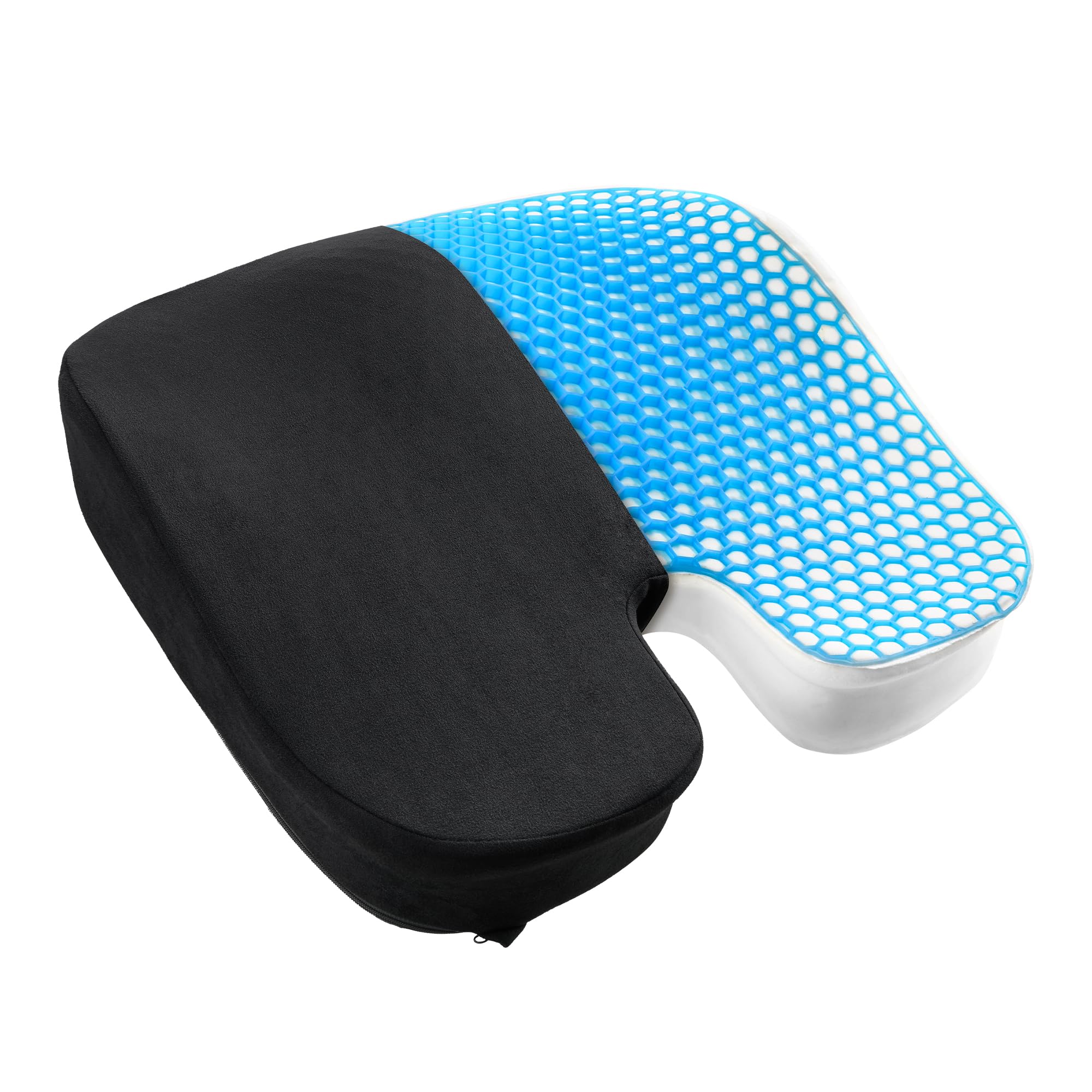 Cojín de asiento para silla de oficina, cojín de gel y espuma viscoelástica, cojín de alivio del dolor de ciática y coxis para tra