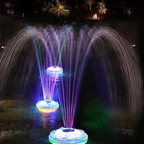 Fuente flotante para piscina con espectáculo de luz, fuente de agua recargable para estanque, IP68, fuente de cascada de piscina, 2 modos, fuente de
