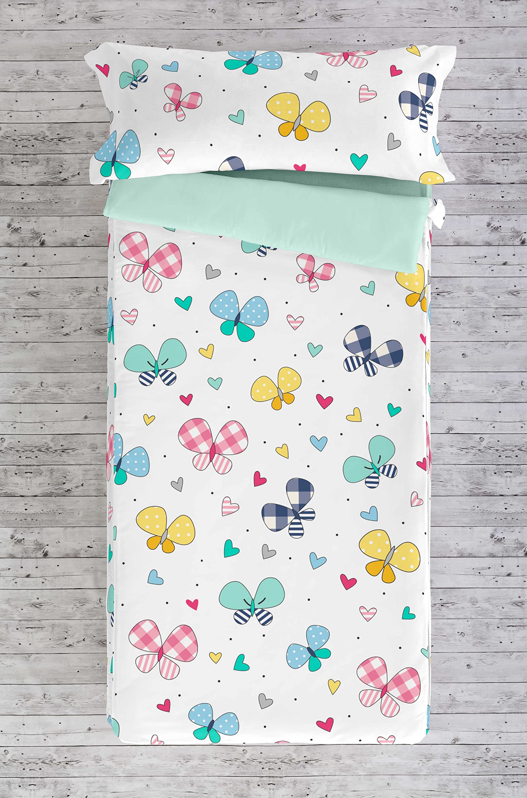 COOL KIDS Saco nórdico sin Relleno Vichy Butterly Cama 90