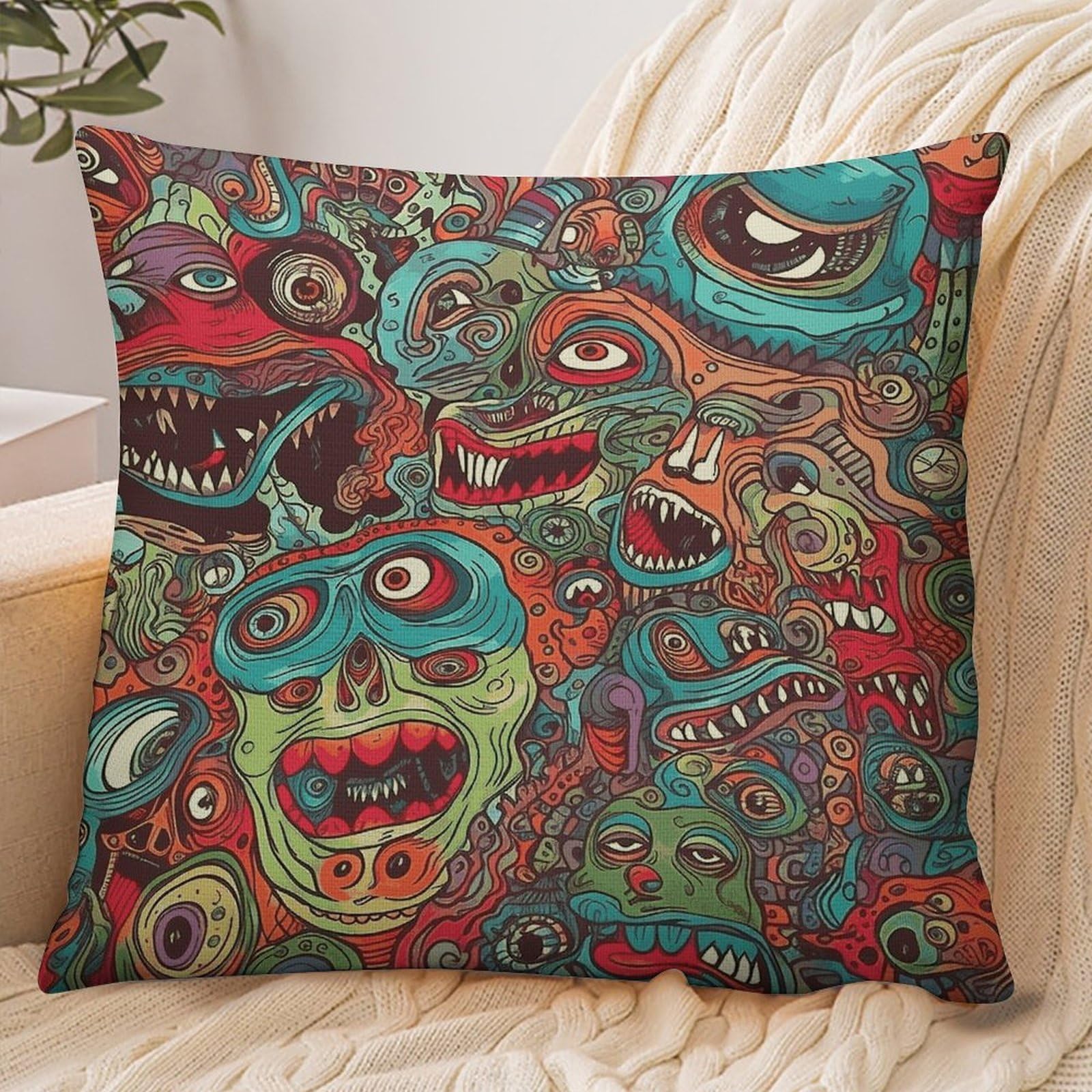 Fekiloot Style Abstract Monster Pillowcase Pillow Sham Pillow Case