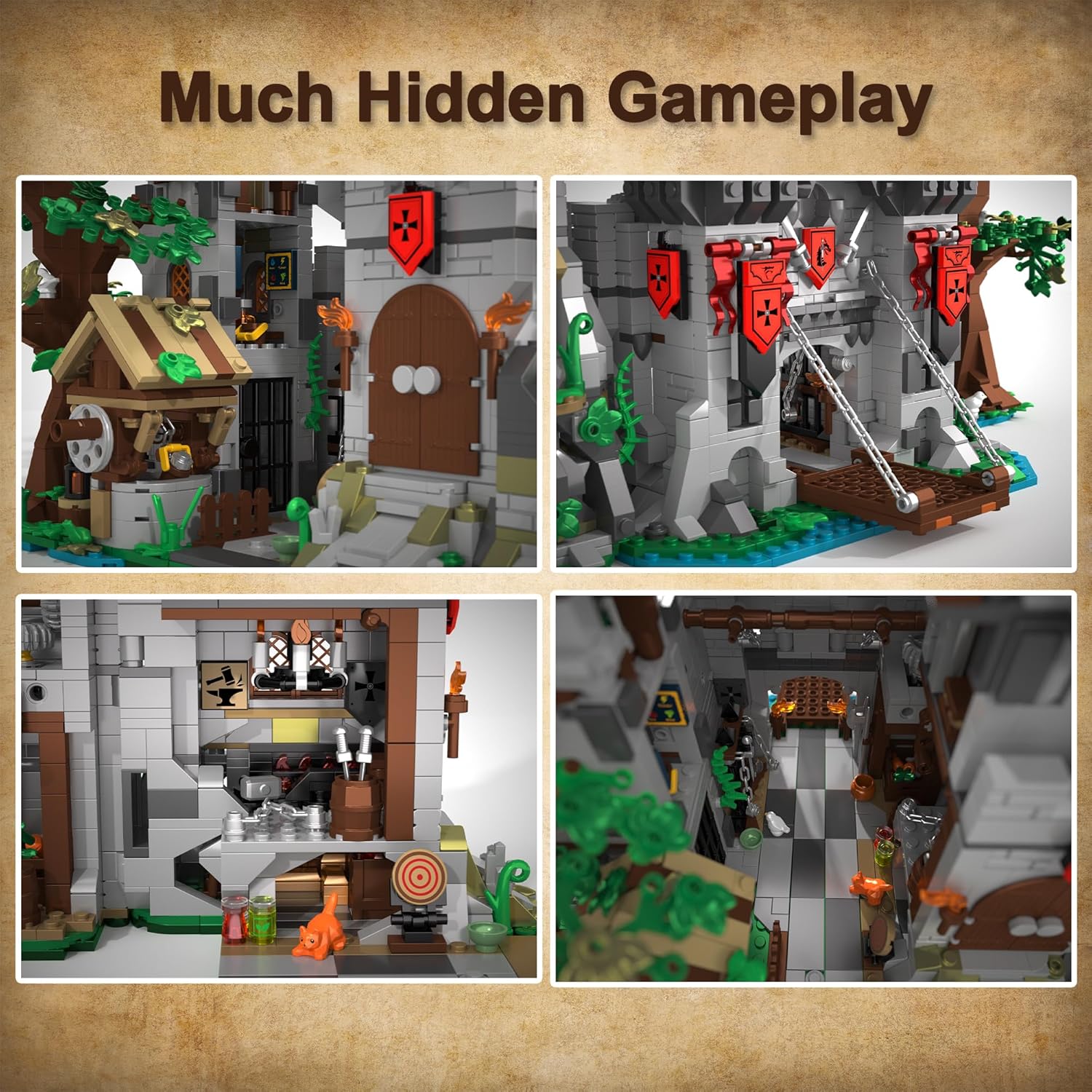 Medieval Castle Building Blocks for Adults, Toy Buildings Set 2 in 1 Folding Model Kits for Teens Boy Girl 14+ Home Office Decor Birthday, Knight's Fortress 2568PCS