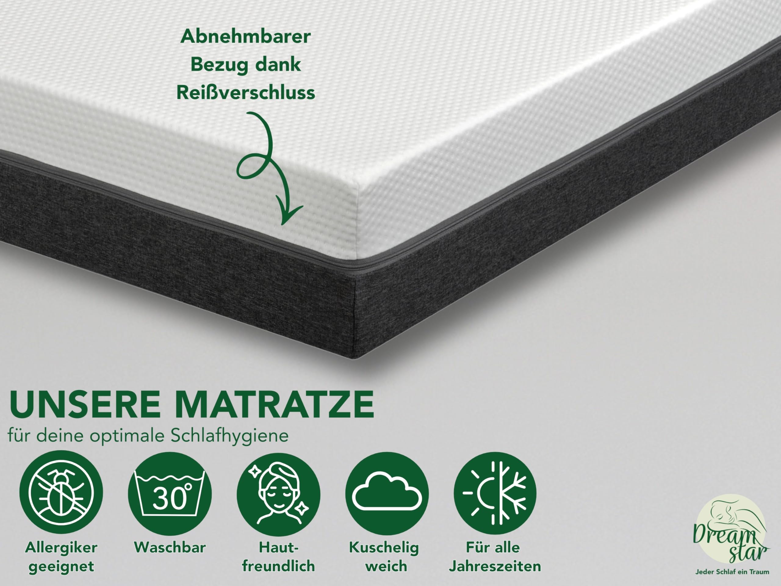 DREAMSTAR Easy Flex Ergonomische koudschuimmatras met 7 zones, Öko-Tex gecertificeerd, hardheidsgraad 3 en 4, rolmatras, 21 cm, 90 x 190 cm